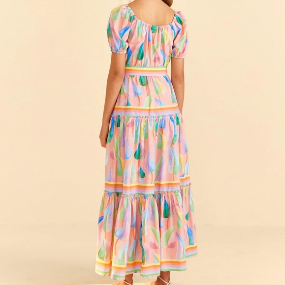 Farm Rio Pink Pastel Leaves Maxidress - Picture 4 of 4